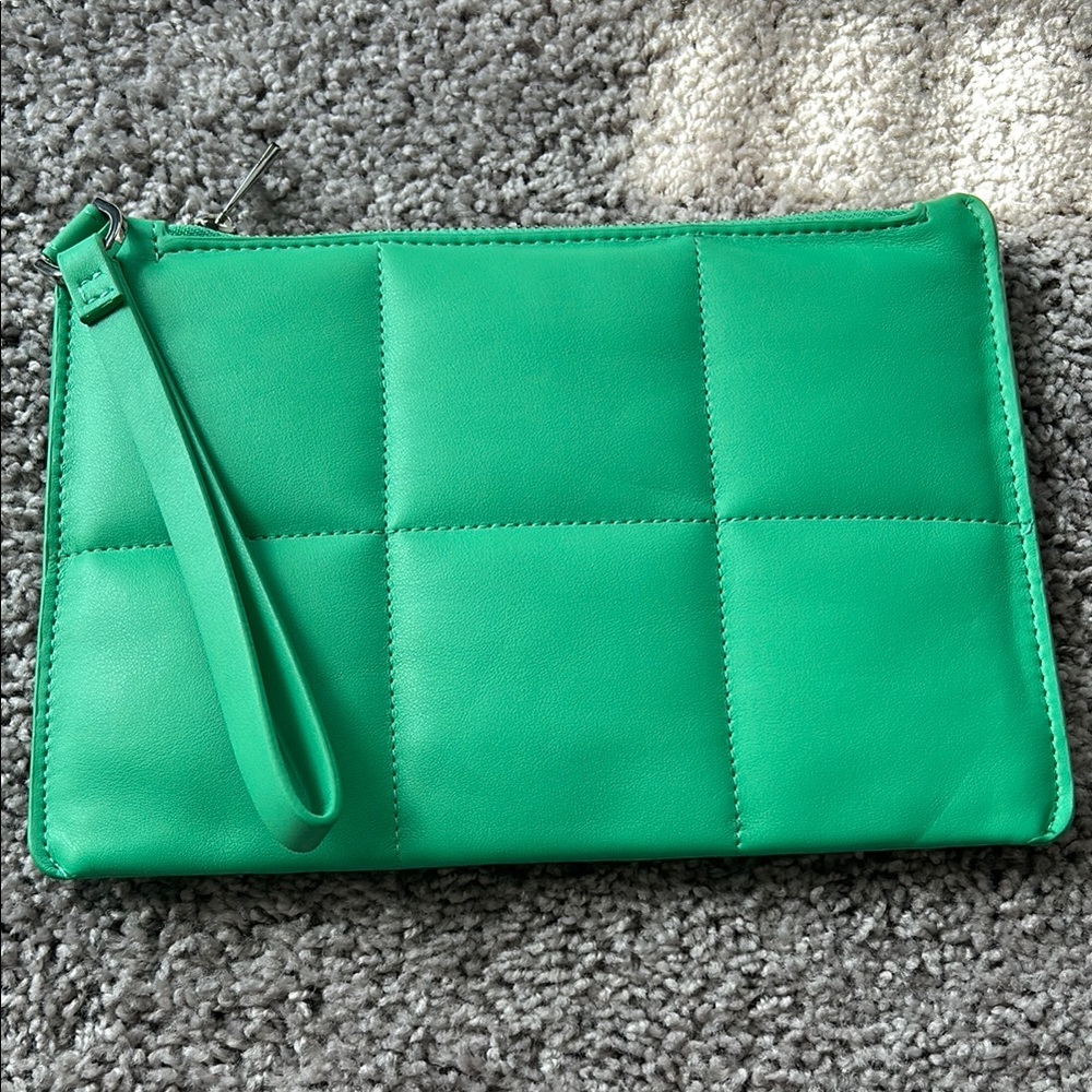 Green Quilted Clutch Bag